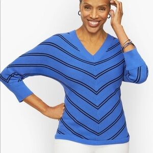 TALBOTS V-NECK SWEATER - CHEVRON STRIPE.SIZE SMALL.
